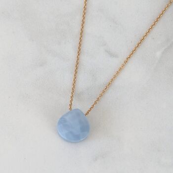 The Nugét Blue Opal October Birthstone Necklace, Gold, 3 of 6