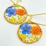 Earrings With Orange And Blue Flowers, thumbnail 1 of 10
