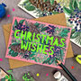 Christmas Wishes Neon Floral Christmas Card, thumbnail 2 of 9