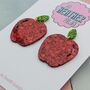 Red Apple Glitter Earrings, thumbnail 4 of 4
