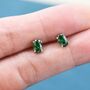 Sterling Silver Emerald Green Moissanite Cz Stud Earrings, thumbnail 5 of 11