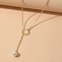 Y Shape White Pearl Drop Gold Plated Lariat Necklace, thumbnail 3 of 4