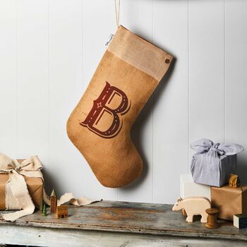 Personalised Letter Jute Christmas Stocking, 3 of 4