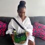 African Print Crossbody Shoulder Bag | Dumpling Sling Bag | Green Yellow, thumbnail 2 of 6