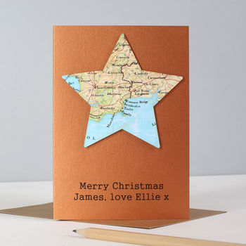 Personalised Map Location Star Christmas Card, 3 of 4