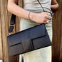 Black Leather Crossbody Envelope Handbag, thumbnail 3 of 8