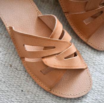 Genuine Leather Slippers With Crossed Straps, 5 of 6
