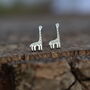 Giraffe Earrings Studs Nature Inspired Silver Jewellery, thumbnail 1 of 3