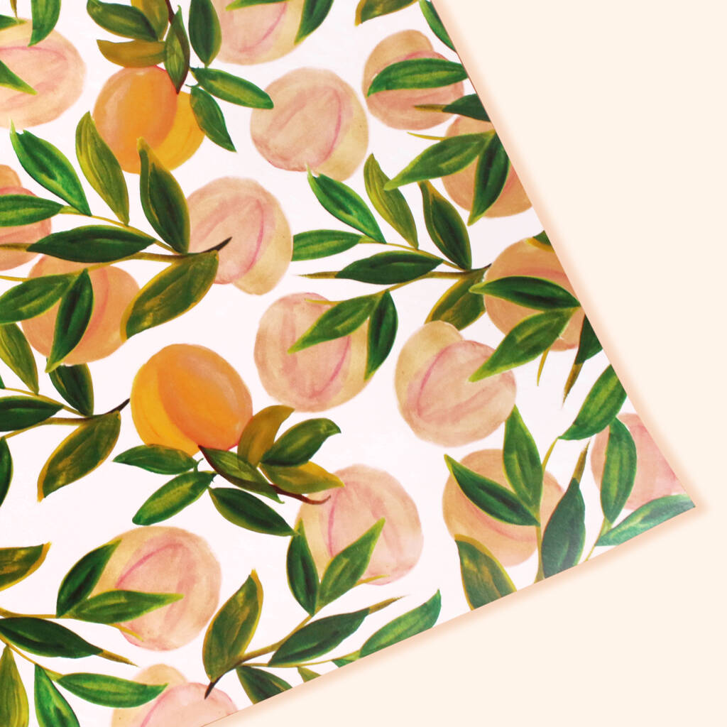 Illustrated Peach Pattern Wrapping Paper Sheet By Annie Dornan-Smith ...