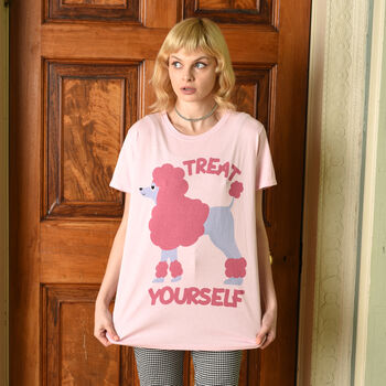 Treat Yourself Poodle Women's Slogan T Shirt, 3 of 5