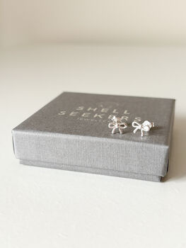 Sterling Silver Bow Stud Earrings, 6 of 6