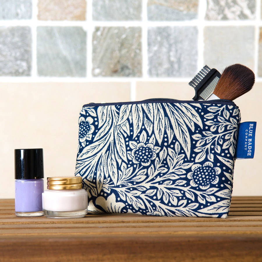 william morris marigold indigo toiletry wash bag set by blue badge ...