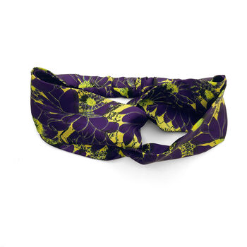 Late Bloom Floral Pattern Silky Satin Knot Headband, 2 of 4
