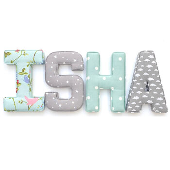 Mint And Grey Full Name Fabric Letters, 9 of 11