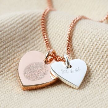 Personalised Fingerprint Sterling Double Heart Necklace, 4 of 10