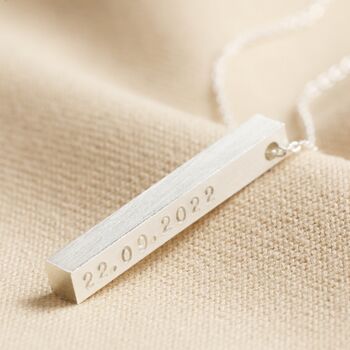 Personalised Bar Pendant Necklace In Silver, 2 of 11