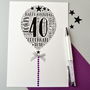 40th Happy Birthday Balloon Sparkle Card, thumbnail 1 of 12