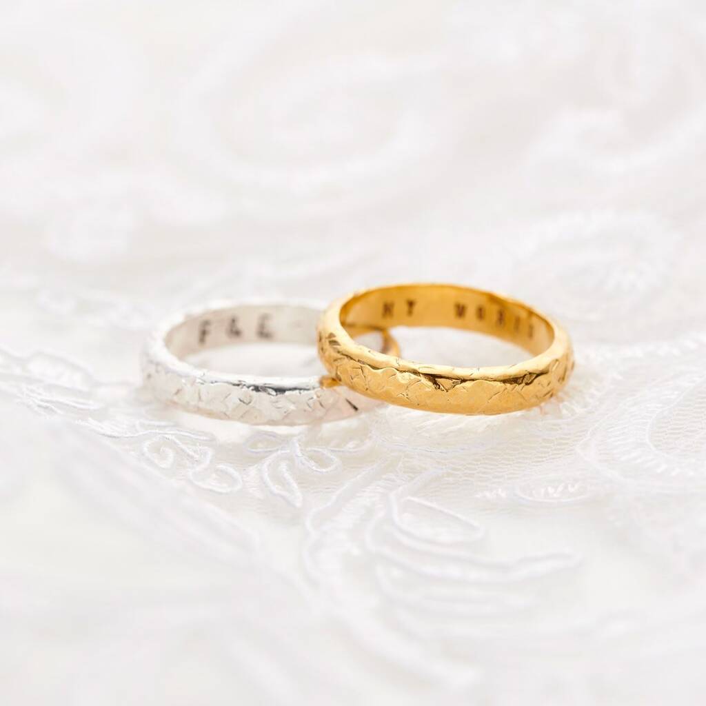Personalised 9ct Gold Textured Wedding Band, 1 of 9