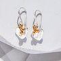 Textured Heart Sterling Silver Earrings With Gold Beads, thumbnail 6 of 7
