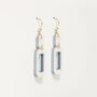 Cream And Blue Rectangle Earrings, thumbnail 5 of 7