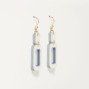 Cream And Blue Rectangle Earrings, 5 of 7