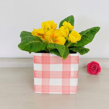 Pink Gingham Plant Pot, 3 of 5