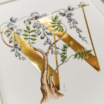 W Is For Wisteria Illuminated Botanical Print, 2 of 6