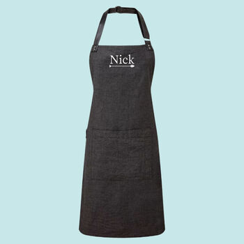 Vintage Leather Strap Personalised Apron With Name, 5 of 8