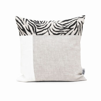 Colour Block Pillow Cover Black Beige White Linen, 7 of 12