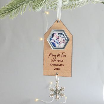 Personalised Photo Couples Christmas Hanging Decoration, 2 of 2