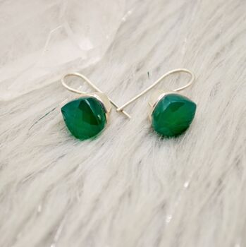 Green Onyx Sterling Silver Earrings, 3 of 8