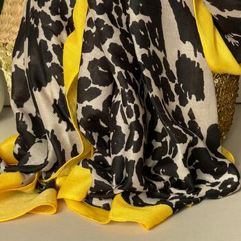 Leopard Print Scarf With Yellow Border, 2 of 2