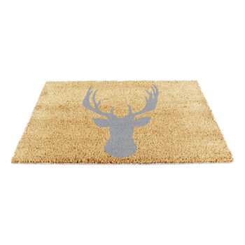 Country Home Stag Head Grey Print Doormat, 4 of 4