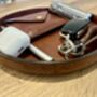 Personalised Spanish Brown Round Leather Accessory Tray, thumbnail 3 of 8