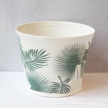 Hand Thrown Porcelain Palm Design Indoor Plant Pot, 4 of 6