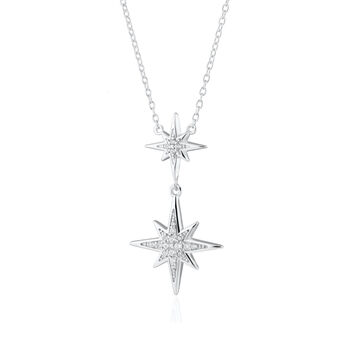 Double Sparkling Starburst Necklace, 2 of 4