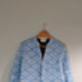 Modern Blue White Woven Jacket ~ Trendy Cotton Elegance, thumbnail 3 of 5