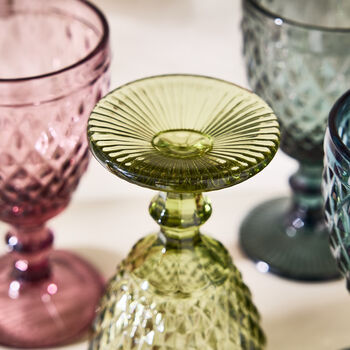 Diamas Colourful Embossed Glass Wine Goblets, 3 of 5