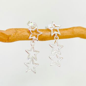 Sterling Silver Hanging Star Earrings, 4 of 7