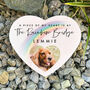 Personalised Pet Rainbow Bridge Photo Resin Heart Grave Marker, thumbnail 4 of 5