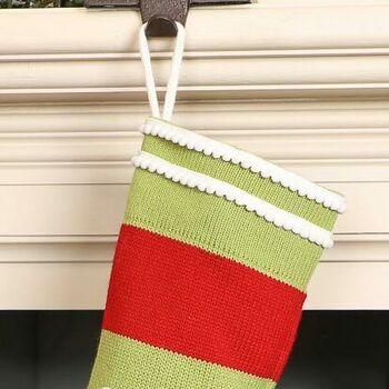 Personalised Christmas Cheer Striped Knit Stocking, 6 of 8