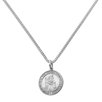 Sterling Silver St Christopher Chunky Round Necklace, 6 of 6