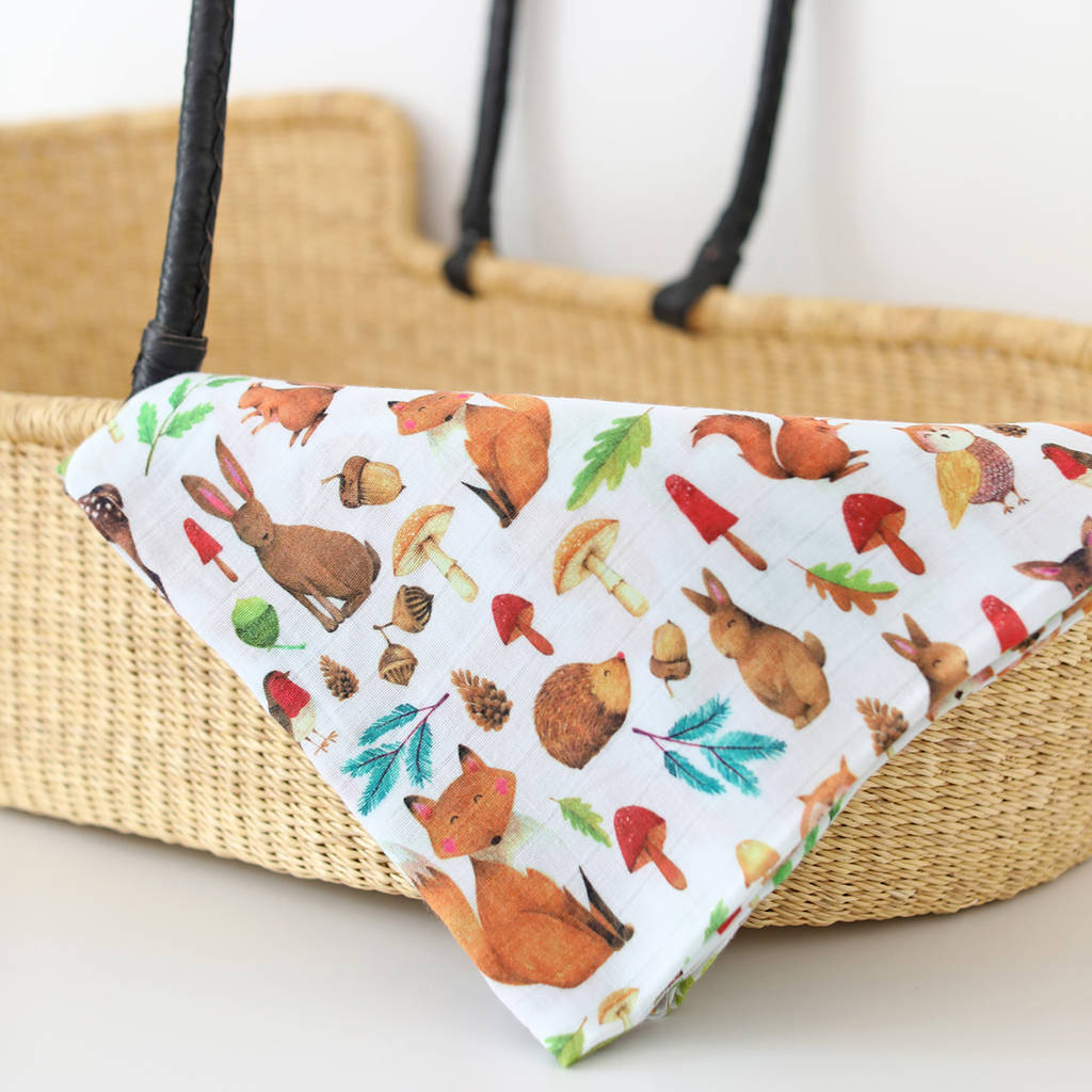 Muslin Swaddle Blanket Woodland By The Fox In The Attic