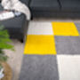 The Rugs Geometric Shaggy Rug Yellow Checkered Rug, thumbnail 2 of 12
