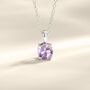 Lavender Amethyst Solitaire Pendant Necklace In Silver And Gold, thumbnail 5 of 11