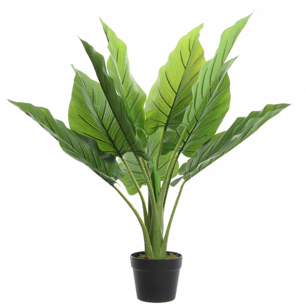 Faux Palm Leaf Potted Plant