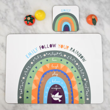 Personalised Rainbow Placemat And Mug Gift Set, 11 of 12