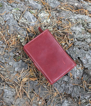 Women's Luxury Burgundy Leather Tab Trifold Purse Rfid Protected Personsalised, 3 of 7