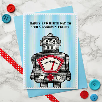 'Robot' Personalised Boys Birthday Card, 3 of 4