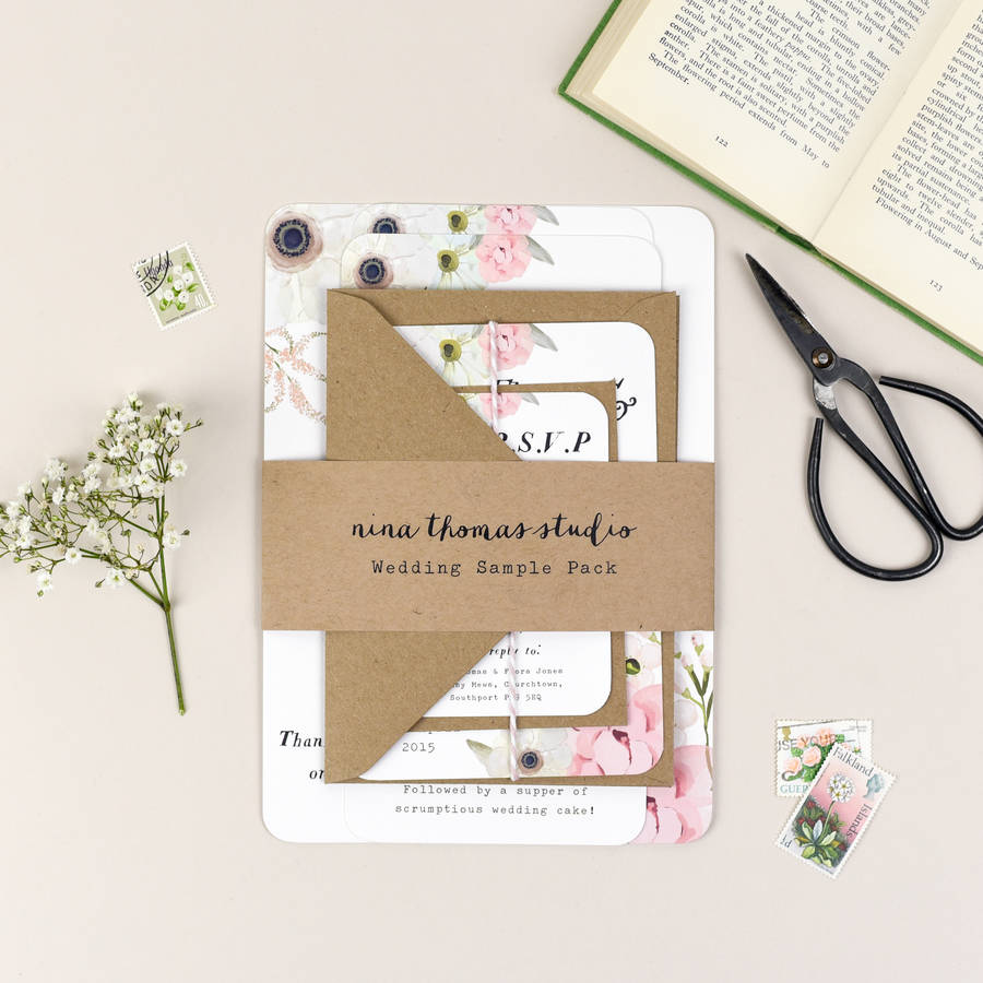blush floral wedding stationery sample pack by nina thomas studio